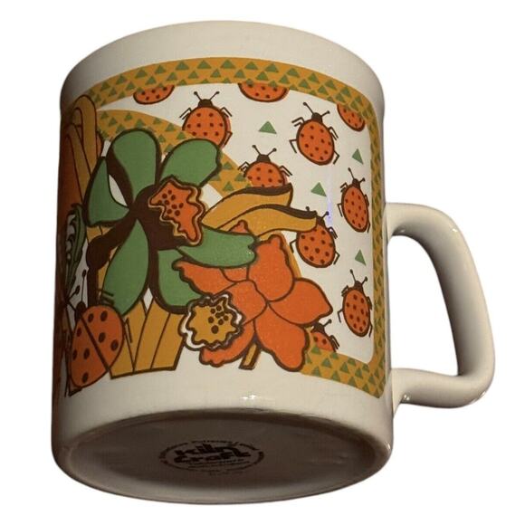 VTG Floral Ladybugs Hippie Coffee Mug Kiln Craft 1970s Groovy S.G.0 England - Picture 2 of 5